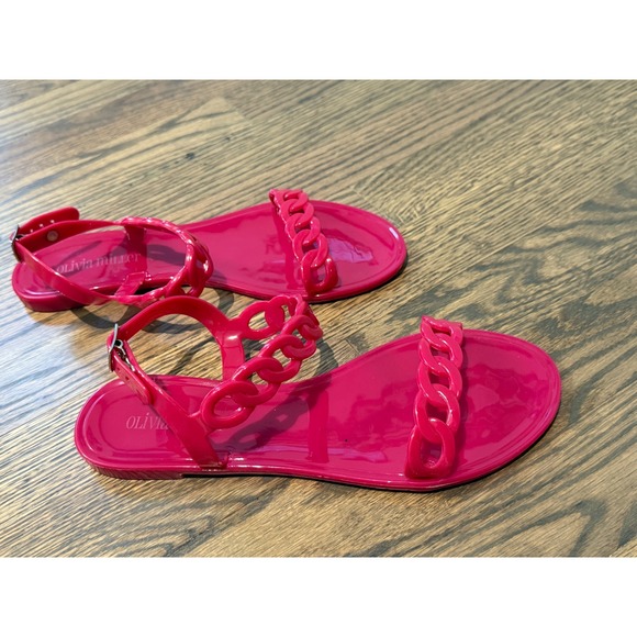 Olivia Miller Women's Pink Jelly Chain Strap Flat Sandals Size UK 4 EUR 37 - Picture 2 of 5